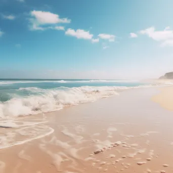 Blurred beach scene with gentle waves and sandy shore - Image 4