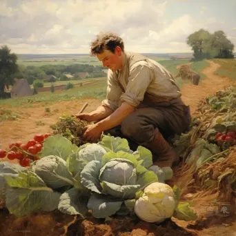 Farmer harvesting vegetables from bountiful garden - Image 4