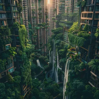 Urban Jungle Skyscrapers Greenery