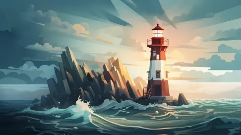 Dramatic low poly interpretation of a lighthouse in a storm - Image 1