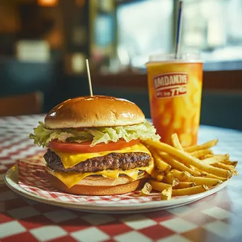 Fast food meal with burger, fries, and drink - Image 2