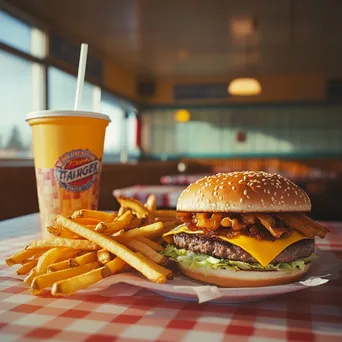 Fast food meal with burger, fries, and drink - Image 4