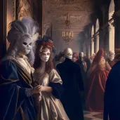 Masquerade ball in Renaissance Venice with masks and costumes - Image 2