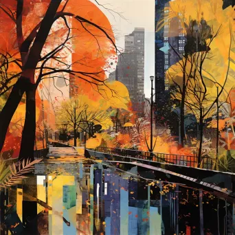 Collage of Central Park showing vibrant autumn colors - Image 3