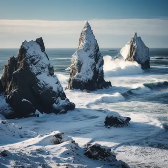 Winter Serenity at Coastal Sea Stacks