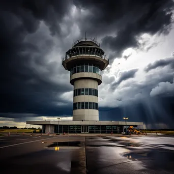 Airport Control Tower in Storm