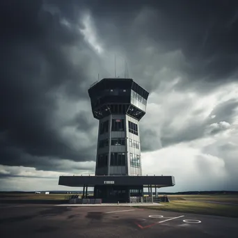 Airport control tower under a stormy sky - Image 4