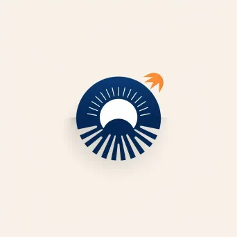 Sleek and modern logo design with sun icon in blue and white colors - Image 4