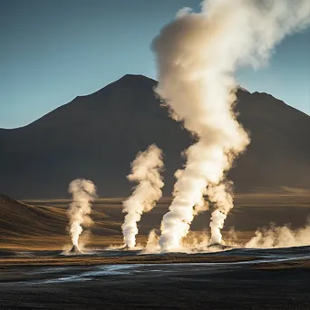 Geysers erupting in a geothermal valley capturing natural power. - Image 2