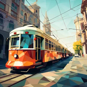 Low Poly Vintage Tram