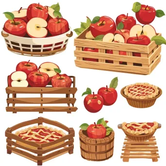 Rustic apple orchard logo with vintage apple basket, apple pie, wooden crates - Image 3