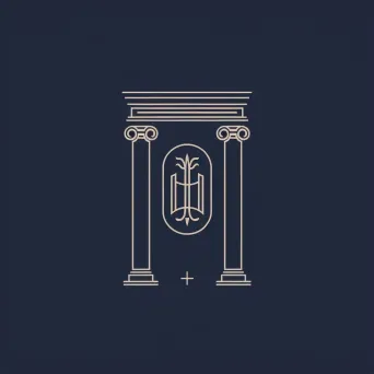 Elegant and sophisticated logo design with column icon in navy and silver colors - Image 2