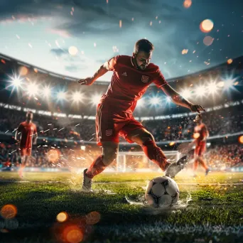 Soccer player in action kicking the ball on the field - Image 1