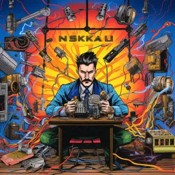 Colorful pop art depiction of Nikola Tesla amidst sparks in his workshop - Image 2