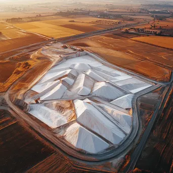 Aerial view of traditional salt mine with geometric piles - Image 1