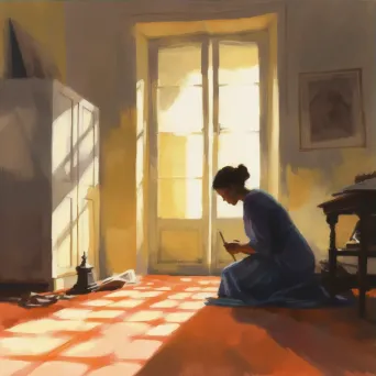 Woman in prayer bathed in divine light in a tranquil room - Image 3