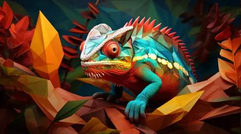 Low Poly Camouflaged Chameleon