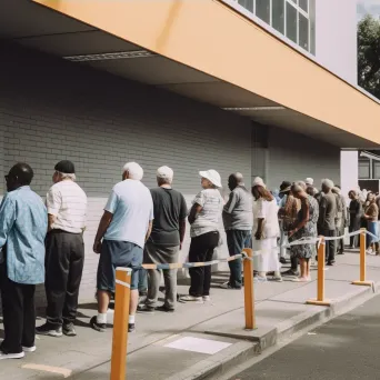 Long queue at free clinic showing healthcare inequality - Image 4