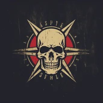 Edgy skull logo for punk fashion brand in black and red - Image 1