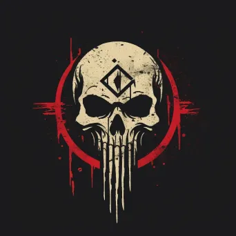 Edgy skull logo for punk fashion brand in black and red - Image 3