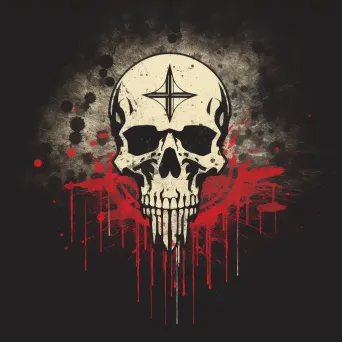 Edgy skull logo for punk fashion brand in black and red - Image 4