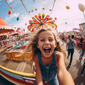 Children enjoying a fun carnival with colorful rides - Image 1