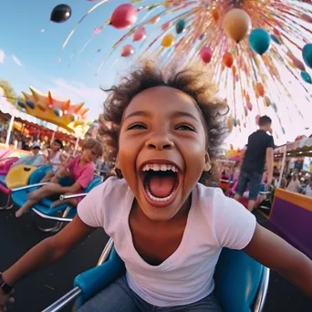 Children enjoying a fun carnival with colorful rides - Image 4