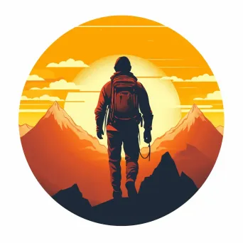 Outdoor adventure club logo with hiker conquering mountain peak - Image 2