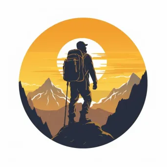 Outdoor adventure club logo with hiker conquering mountain peak - Image 3