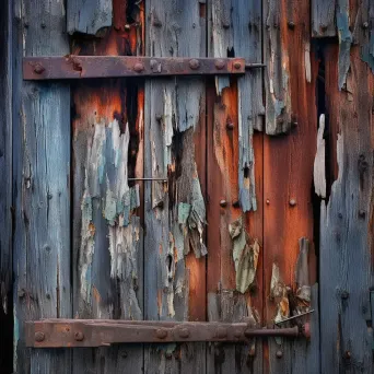 Decayed old barn door with textured history - Image 1