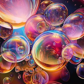 Soap bubbles close-up with iridescent colors - Image 1