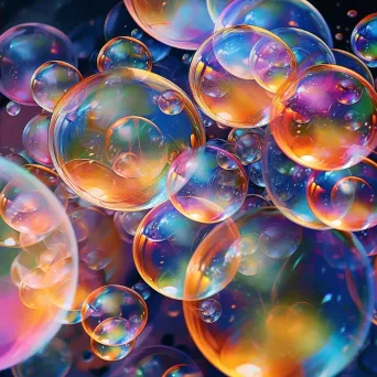 Soap bubbles close-up with iridescent colors - Image 4