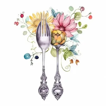 Whimsical Spoon & Fork Logo for Culinary Blog - Image 1