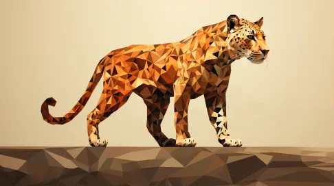 Geometric representation of a prowling leopard in earthy tones - Image 1