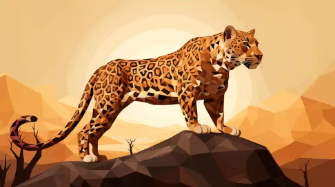 Geometric representation of a prowling leopard in earthy tones - Image 4