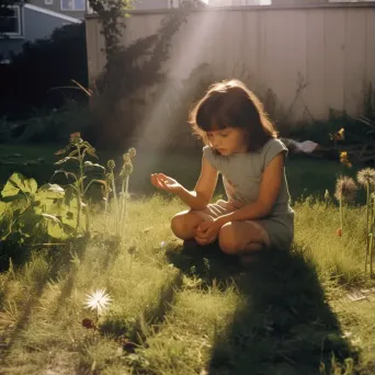 Child Blowing Dandelion Seeds in Golden Light - Image Generated - Image 3