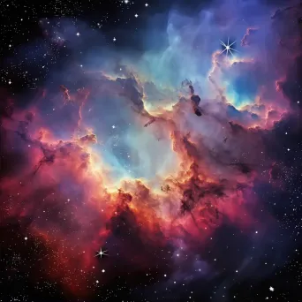 Magical nebula formation with shimmering gases and bright stars against dark cosmic backdrop - Image 2