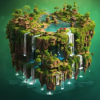 Floating islands over ocean - Image 1