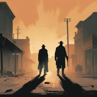 Silhouetted figures in a classic Western showdown - Image 2