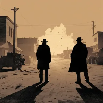 Silhouetted figures in a classic Western showdown - Image 4