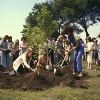 Diverse group planting trees in local park for environment - Image 4