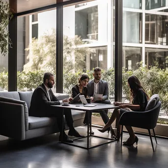 Executive team discussing quarterly reports in an office - Image 4