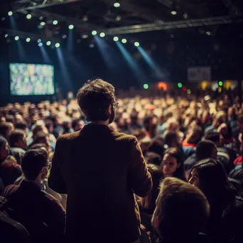 Keynote speaker on stage with an attentive audience - Image 1