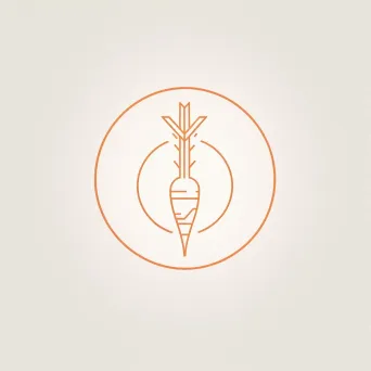 Logo for a vegetarian restaurant with a stylized carrot icon in orange and white colors on a light grid background - Image 3