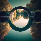 Bridge reflection in perfect circle - Image 1