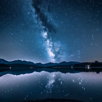 Milky Way galaxy over calm lake with star reflections - Image 2