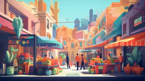 Low poly marketplace bustling with color - Image 3