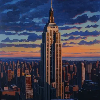 Art Deco representation of the Empire State Building in twilight color palette - Image 4