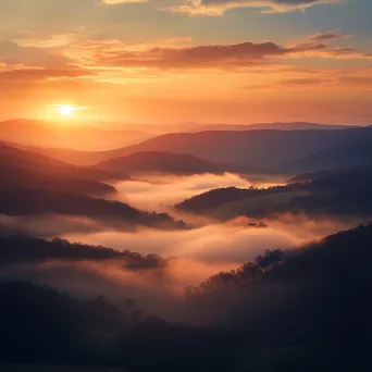 Sunset Over Misty Hills