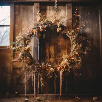 Hedgerow-inspired wreath against wooden backdrop - Image 1